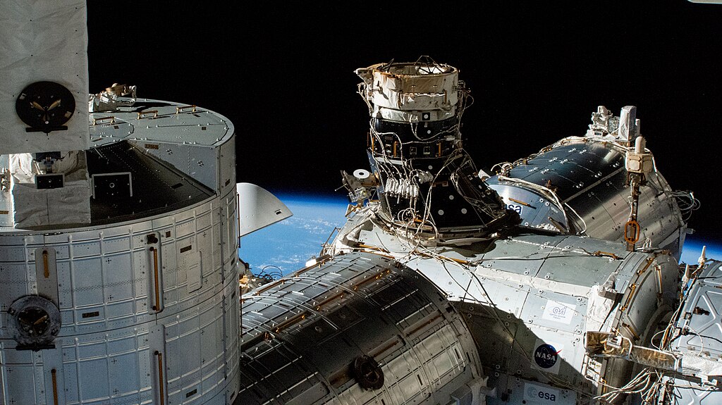 IDA-3 (white) attached to the top of PMA-3 (black), which is attached to the zenith berth of the Harmony module